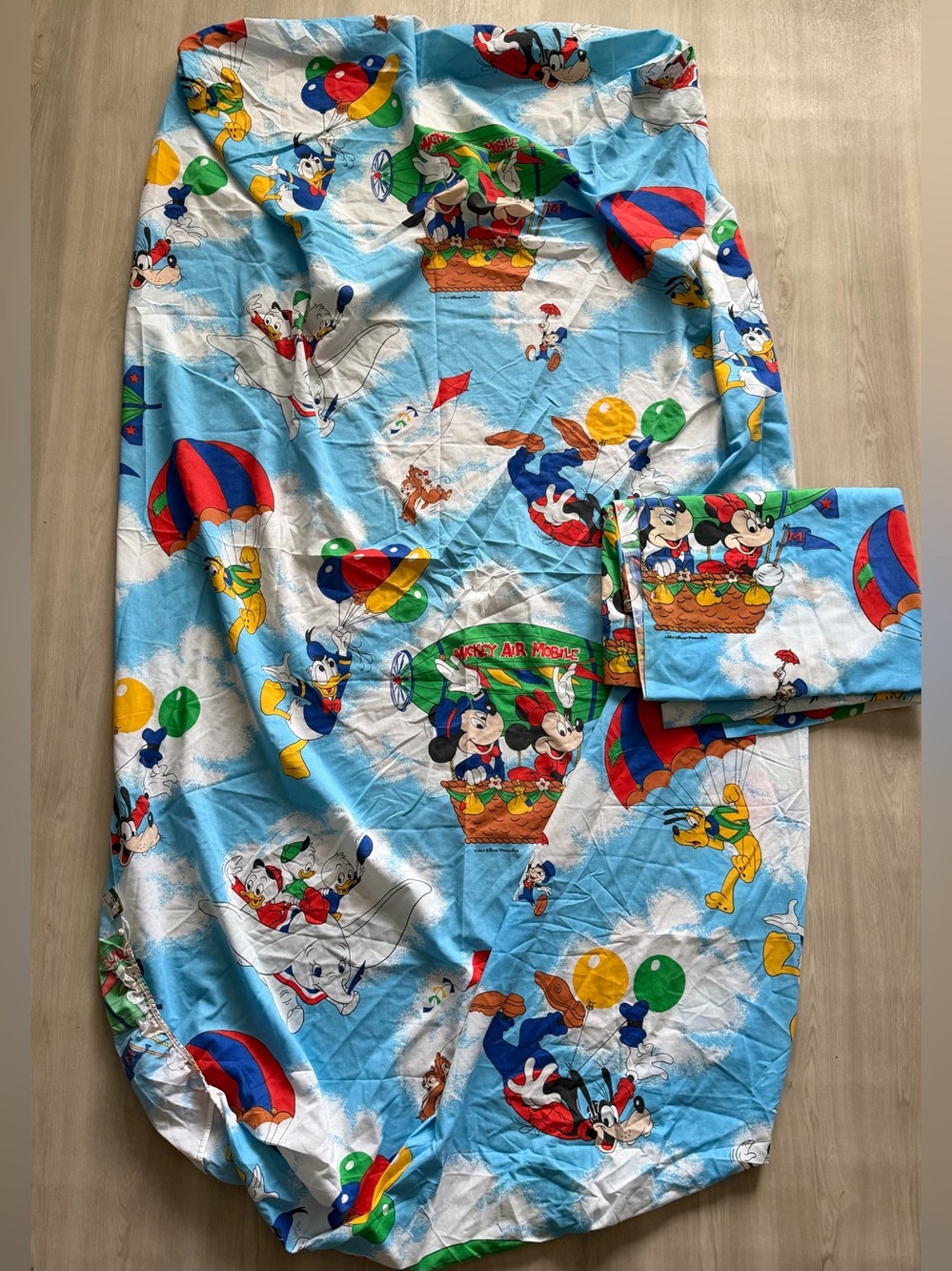 Vintage Disney Mickey Mouse Bed Sheets Fitted / Flat Twin